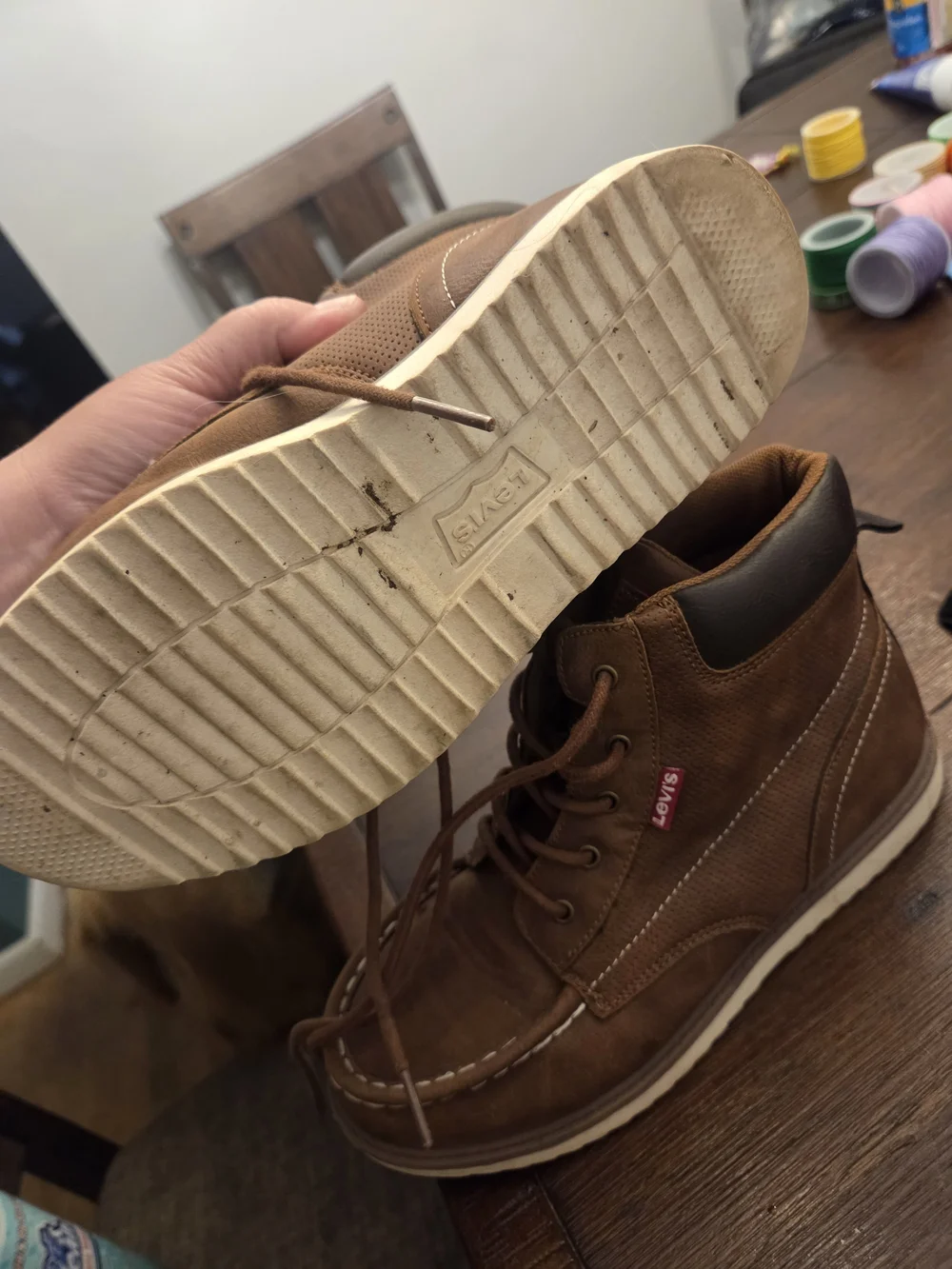 Levi's Kids (Boys) Brown Leather Moc Toe Work Boots